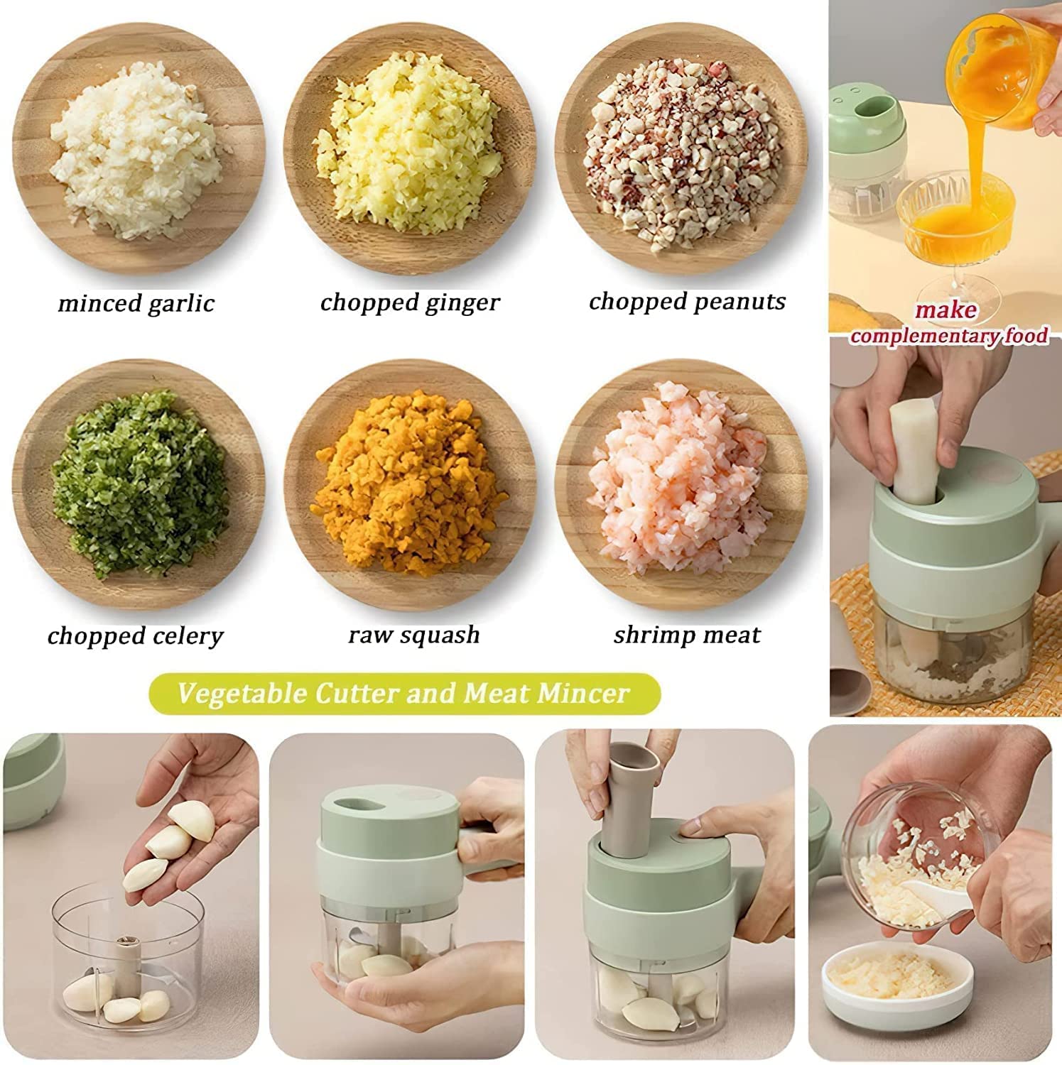 Rechargeable 4 In 1 Electric Vegetable Cutter With Multi-Function Slicer, Chopper, Grinder And Peeler For Fast Kitchen Preparation