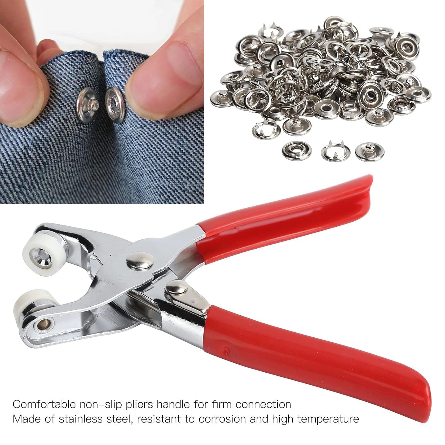 Plier Tool with 50 Metal Snap Buttons Kit