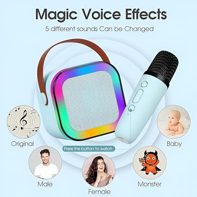 K12 Portable Speaker With Mic | Karaoke Microphone With Speaker | Portable Wireless Bluetooth Speaker